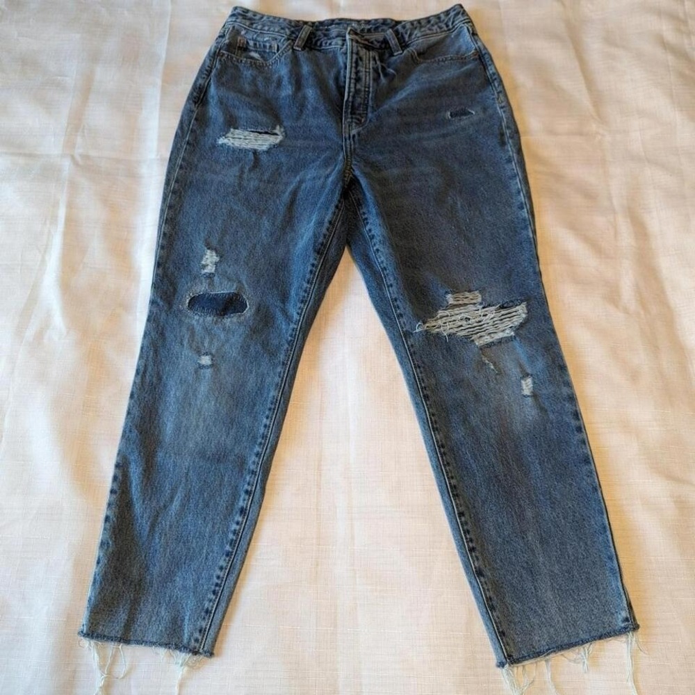Old Navy High Rise O.G.‎ Straight Baggy Distressed Button Up Women's Denim Jeans
